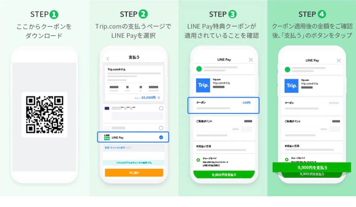 Trip.com LINE Pay クーポン使用方法